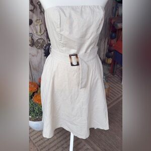 Monteau Cream Sleeveless Midi Dress with Tortoiseshell Buckle